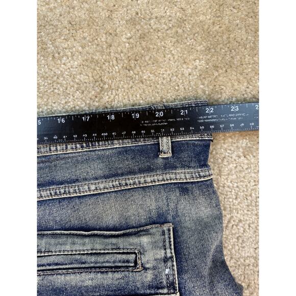 8IGHTH DSTRKT Blue Gray Men's Biker Denim Cargo Jeans Size 42x27 Hemmed B381 - Picture 14 of 16